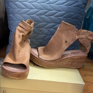 A.S. 98 Tan Wedge Sandals